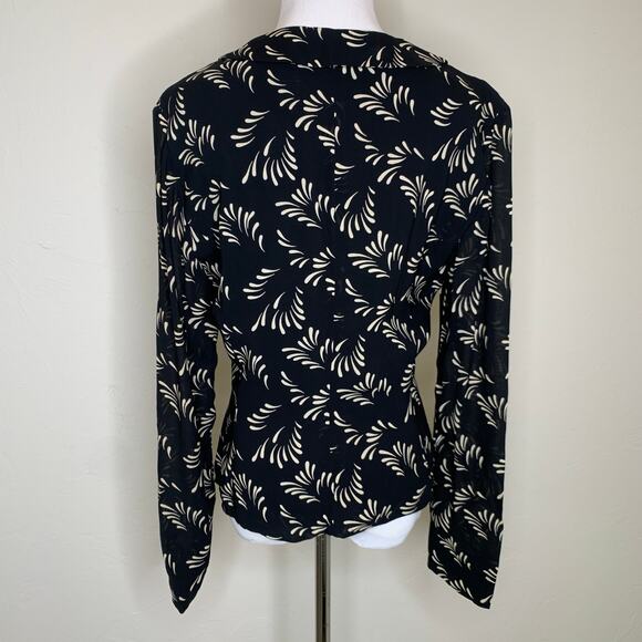 Dana Buchman Black Cream Patterned Blazer Evening Jacket Sz 10 - Picture 2 of 9